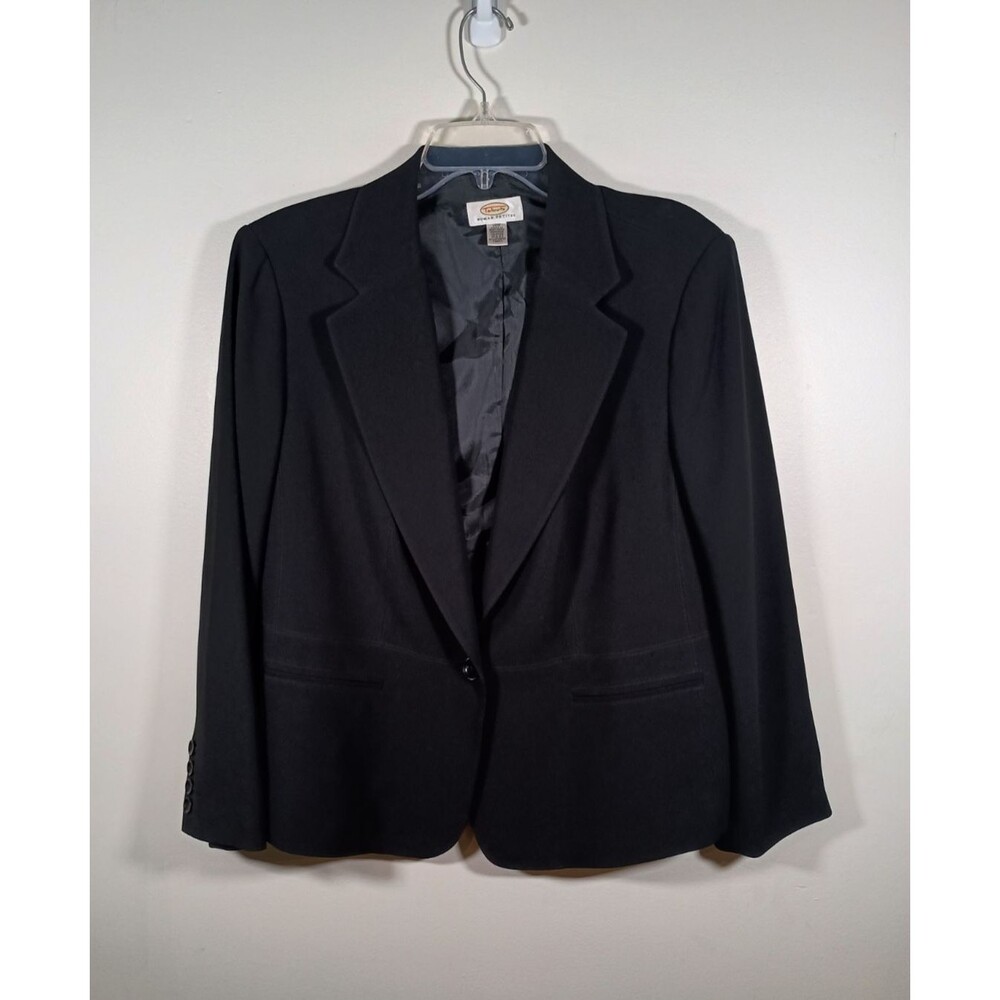 Talbots Petites Black Single Button Workwear Career Womens Blazer Size 12W
